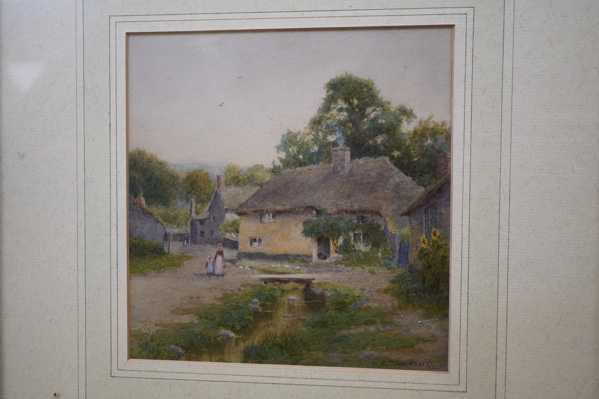 Curtius Duassut (fl.1889-1903), two watercolours, Cottage garden scenes, each signed, largest 24.5 x 30cm. Condition - fair